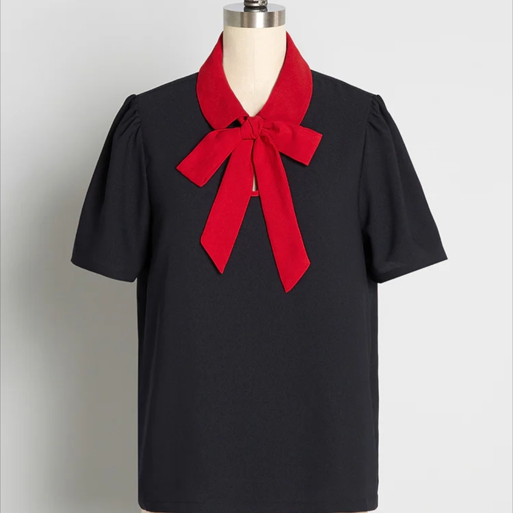 Modcloth Black Top with Red Accent